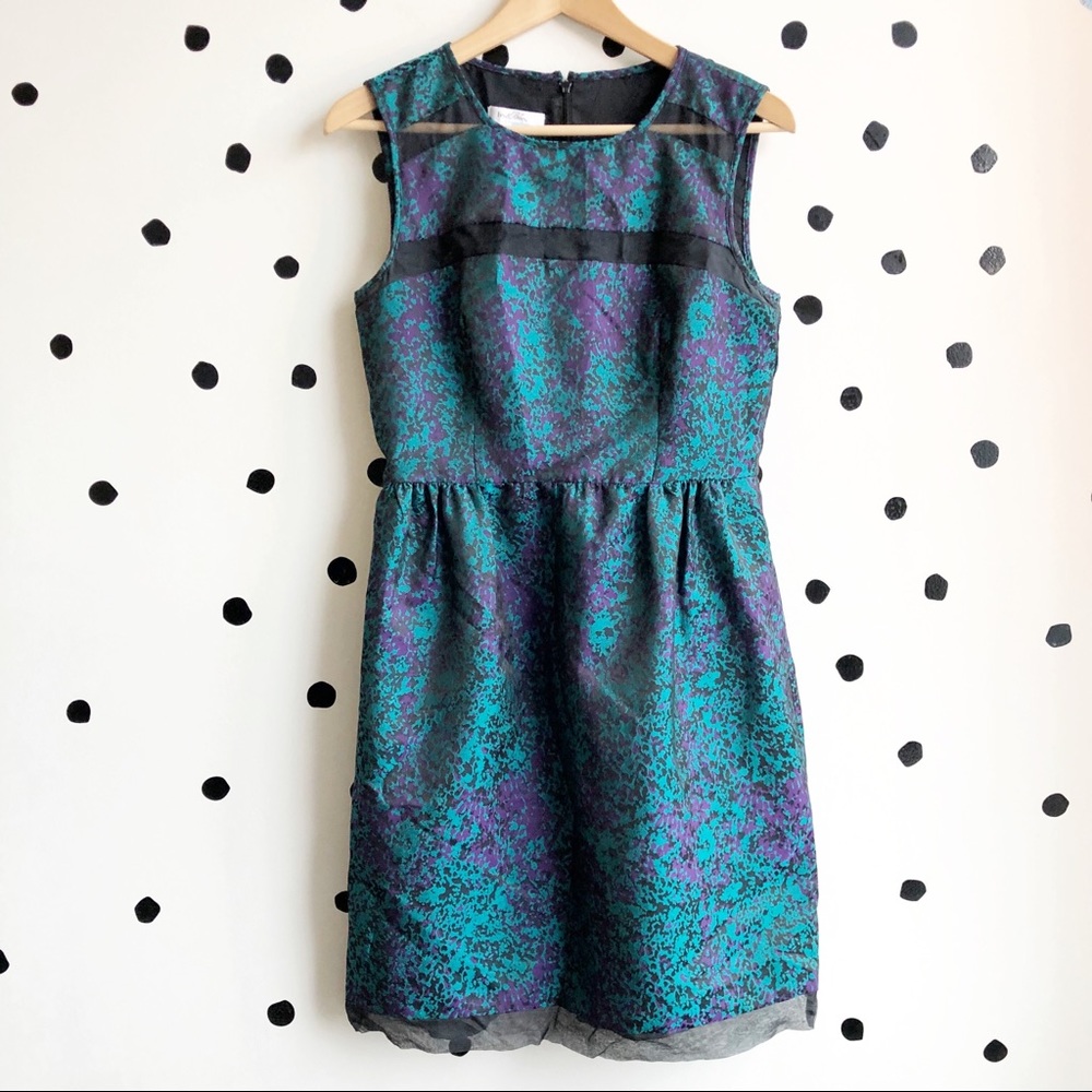 Ivy & Blu by Maggy Boutique Teal Purple Floral Fit & Flare Dress Size 6